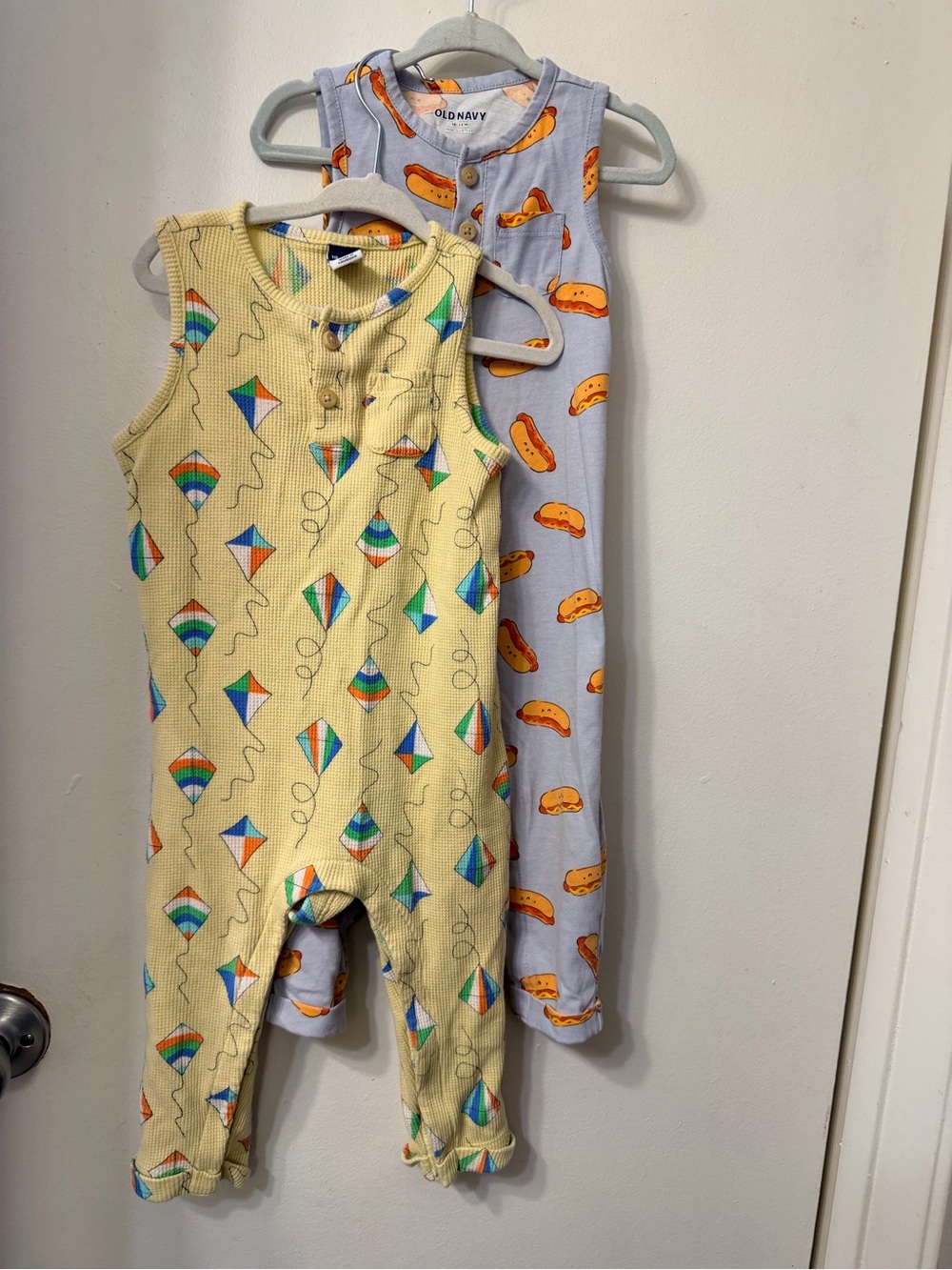 Old Navy Yellow Kite-Print Sleeveless Sleep Romper and hot dog romper